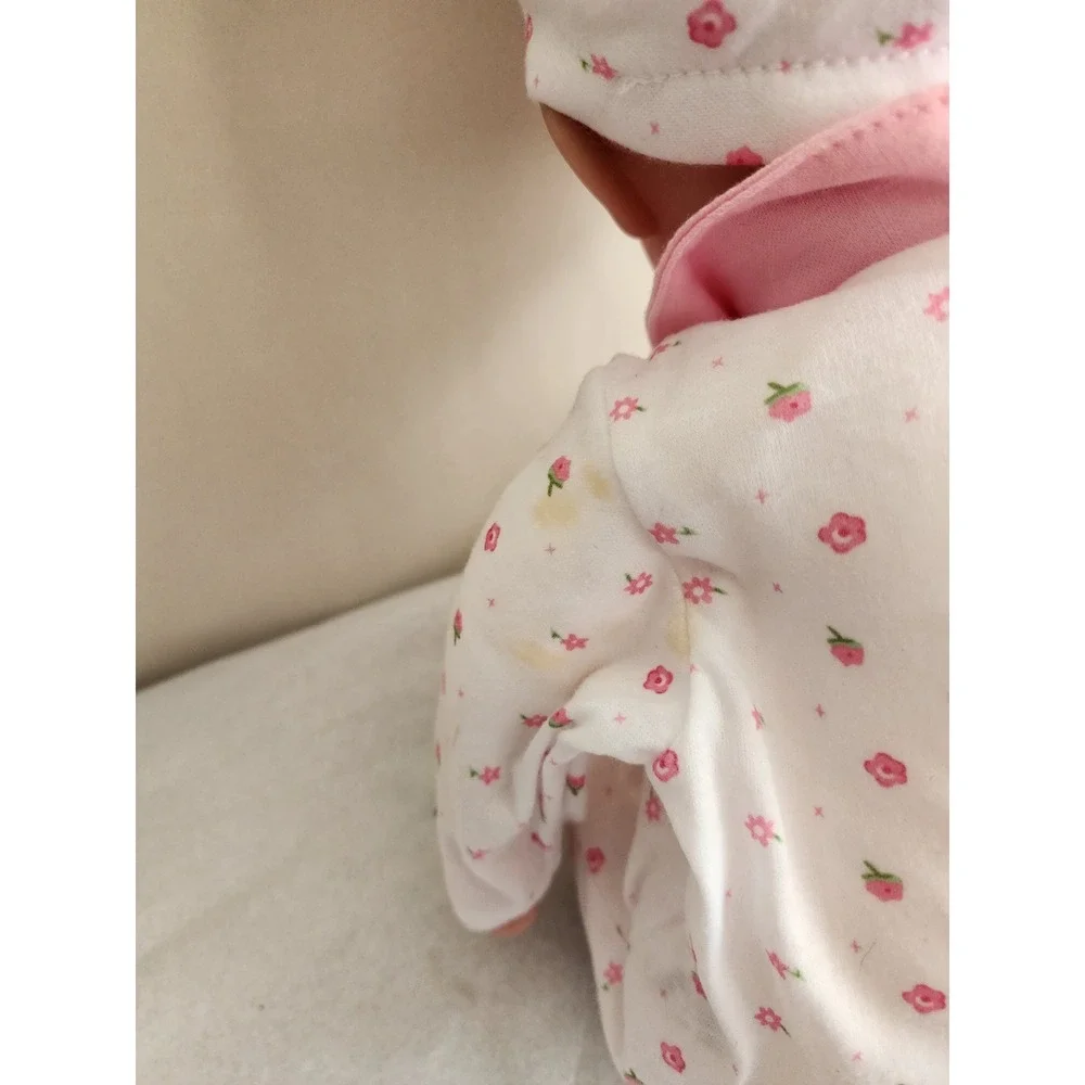 JC Toys Berenguer Soft Body Baby Doll Pink Floral Sleeper Hat Bib Pacifier 17in